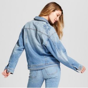 Embroidered floral denim jacket